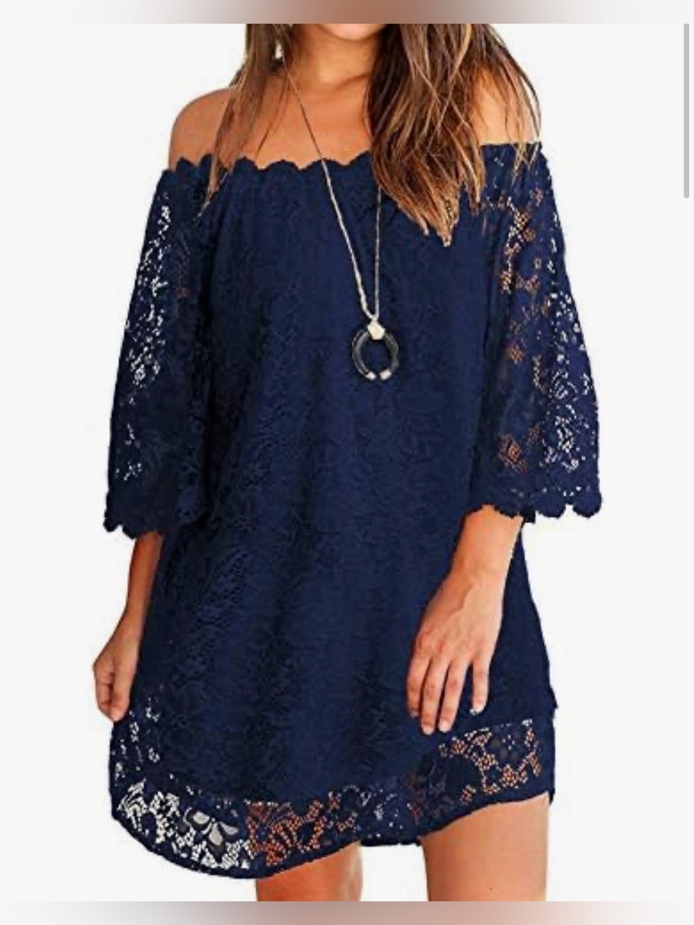 🪬 NWT Ours Off-Shoulder Navy Lace Women’s Dress🪬
